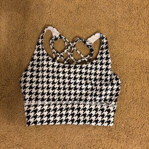 Houndstooth sports bra